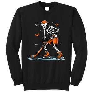 Funny Halloween Skeleton Ice Hockey Gift Sticks Hockey Tall Sweatshirt