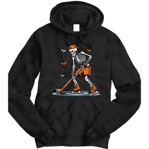 Funny Halloween Skeleton Ice Hockey Gift Sticks Hockey Tie Dye Hoodie