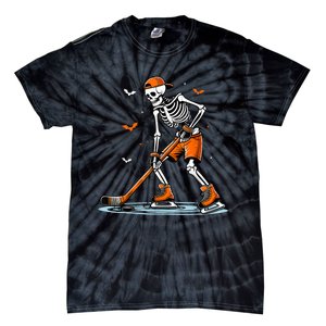 Funny Halloween Skeleton Ice Hockey Gift Sticks Hockey Tie-Dye T-Shirt