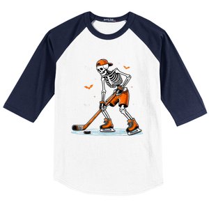 Funny Halloween Skeleton Ice Hockey Gift Sticks Hockey Baseball Sleeve Shirt