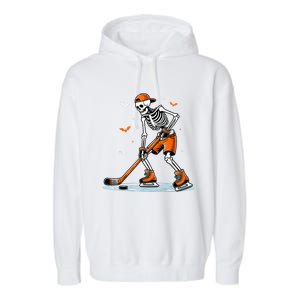 Funny Halloween Skeleton Ice Hockey Gift Sticks Hockey Garment-Dyed Fleece Hoodie