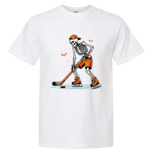 Funny Halloween Skeleton Ice Hockey Gift Sticks Hockey Garment-Dyed Heavyweight T-Shirt