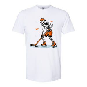 Funny Halloween Skeleton Ice Hockey Gift Sticks Hockey Softstyle CVC T-Shirt