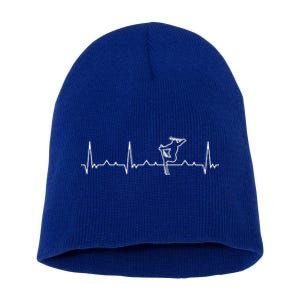 Funny Heartbeat Skiing Extreme Freestyle Great Gift Short Acrylic Beanie