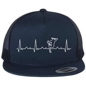 Funny Heartbeat Skiing Extreme Freestyle Great Gift Flat Bill Trucker Hat