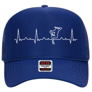 Funny Heartbeat Skiing Extreme Freestyle Great Gift High Crown Mesh Back Trucker Hat