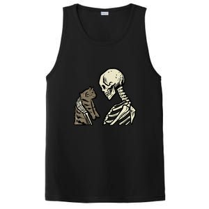 Funny Halloween Skull Skeleton Holding Cat Gift PosiCharge Competitor Tank