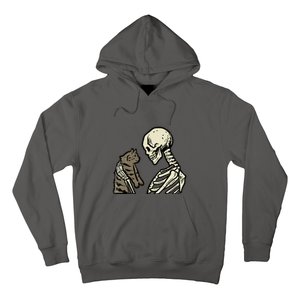 Funny Halloween Skull Skeleton Holding Cat Gift Hoodie