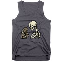 Funny Halloween Skull Skeleton Holding Cat Gift Tank Top