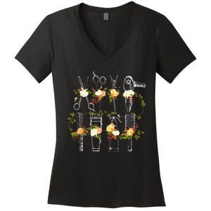 Funny Hair Stylist Tools Gift Hairdresser Women Barber Shop Women's V-Neck T-Shirt