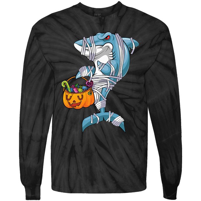 Funny Halloween Shark Costume for the Whole Family Tie-Dye Long Sleeve Shirt