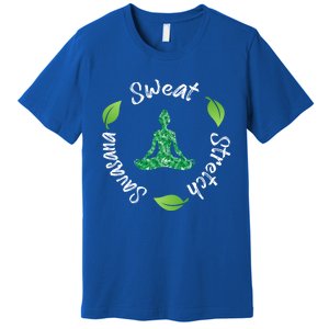 Funny Hippie Sweat Stretch Savasana Repeat Yoga Quote Meaningful Gift Premium T-Shirt