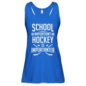 Funny Hockey School Is Important But Hockey Is Importanter Gift Ladies Essential Flowy Tank