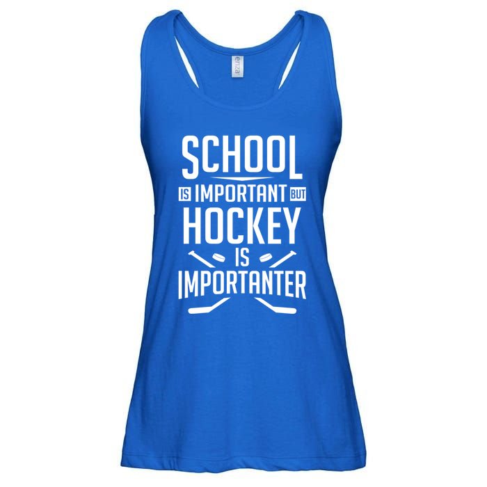 Funny Hockey School Is Important But Hockey Is Importanter Gift Ladies Essential Flowy Tank