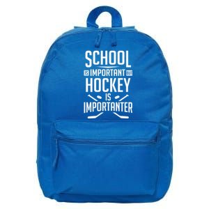 Funny Hockey School Is Important But Hockey Is Importanter Gift 16 in Basic Backpack