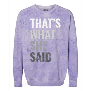 Funny Humorous Sarcastic Famous Joke That's What She Said Colorblast Crewneck Sweatshirt