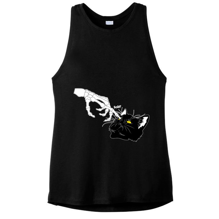 Funny Halloween Skeleton Boop Kitten Cat Nose Ladies PosiCharge Tri-Blend Wicking Tank
