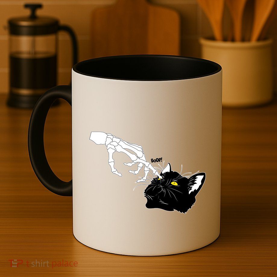 Funny Halloween Skeleton Boop Kitten Cat Nose Mug