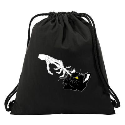 Funny Halloween Skeleton Boop Kitten Cat Nose Drawstring Bag