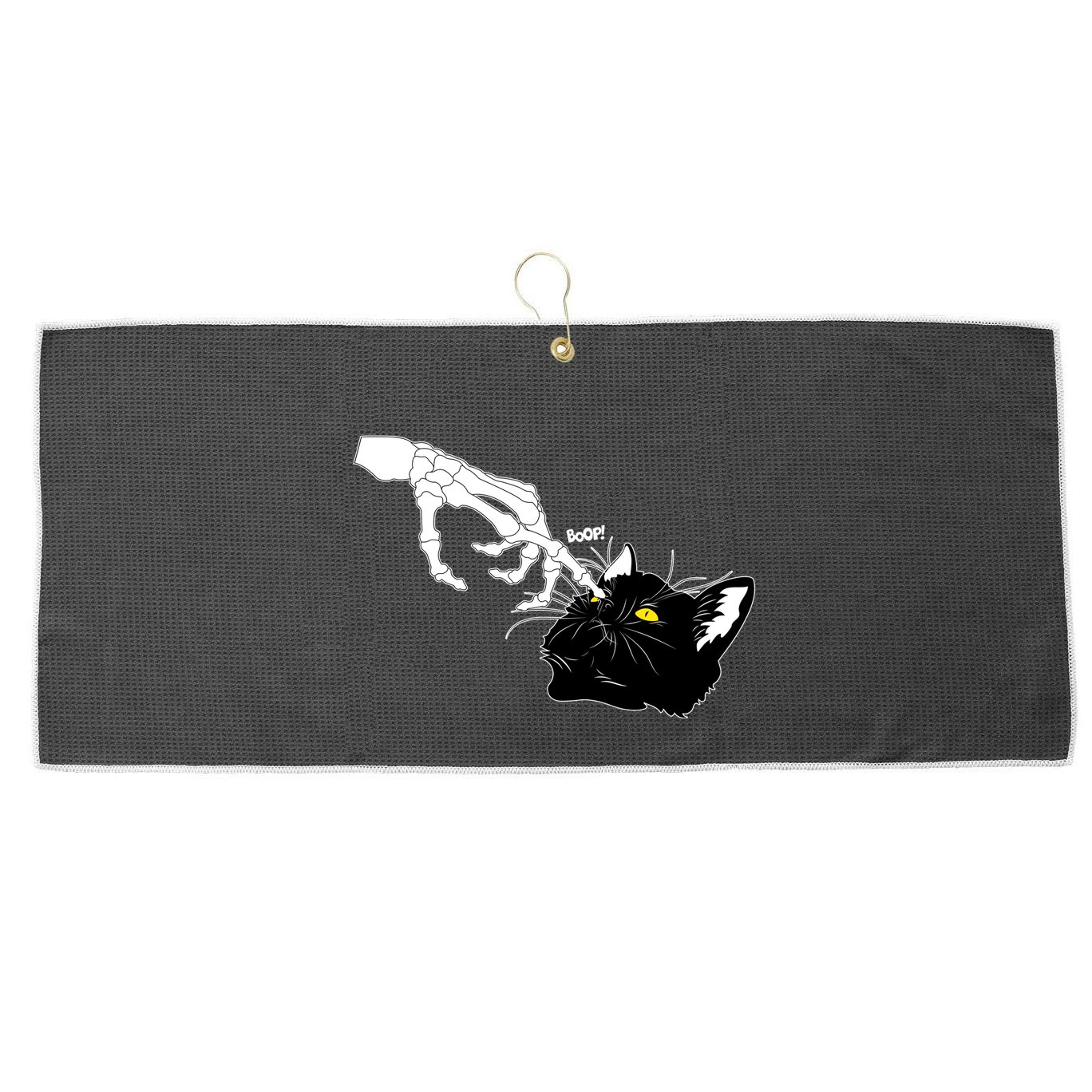 Funny Halloween Skeleton Boop Kitten Cat Nose Large Microfiber Waffle Golf Towel