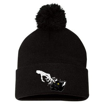 Funny Halloween Skeleton Boop Kitten Cat Nose Pom Pom 12in Knit Beanie