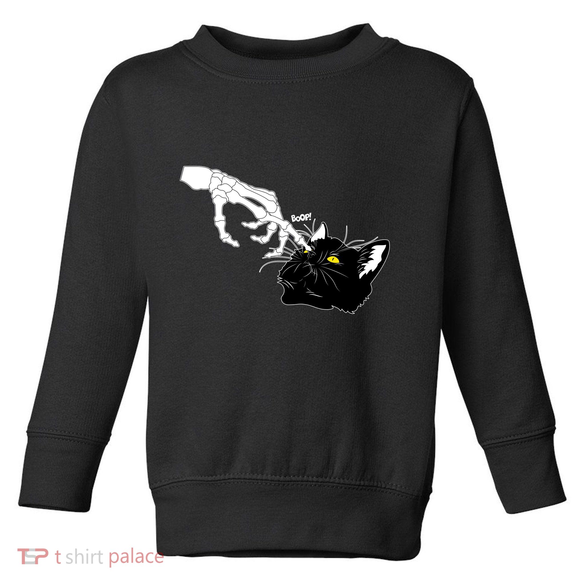 Funny Halloween Skeleton Boop Kitten Cat Nose Toddler Sweatshirt