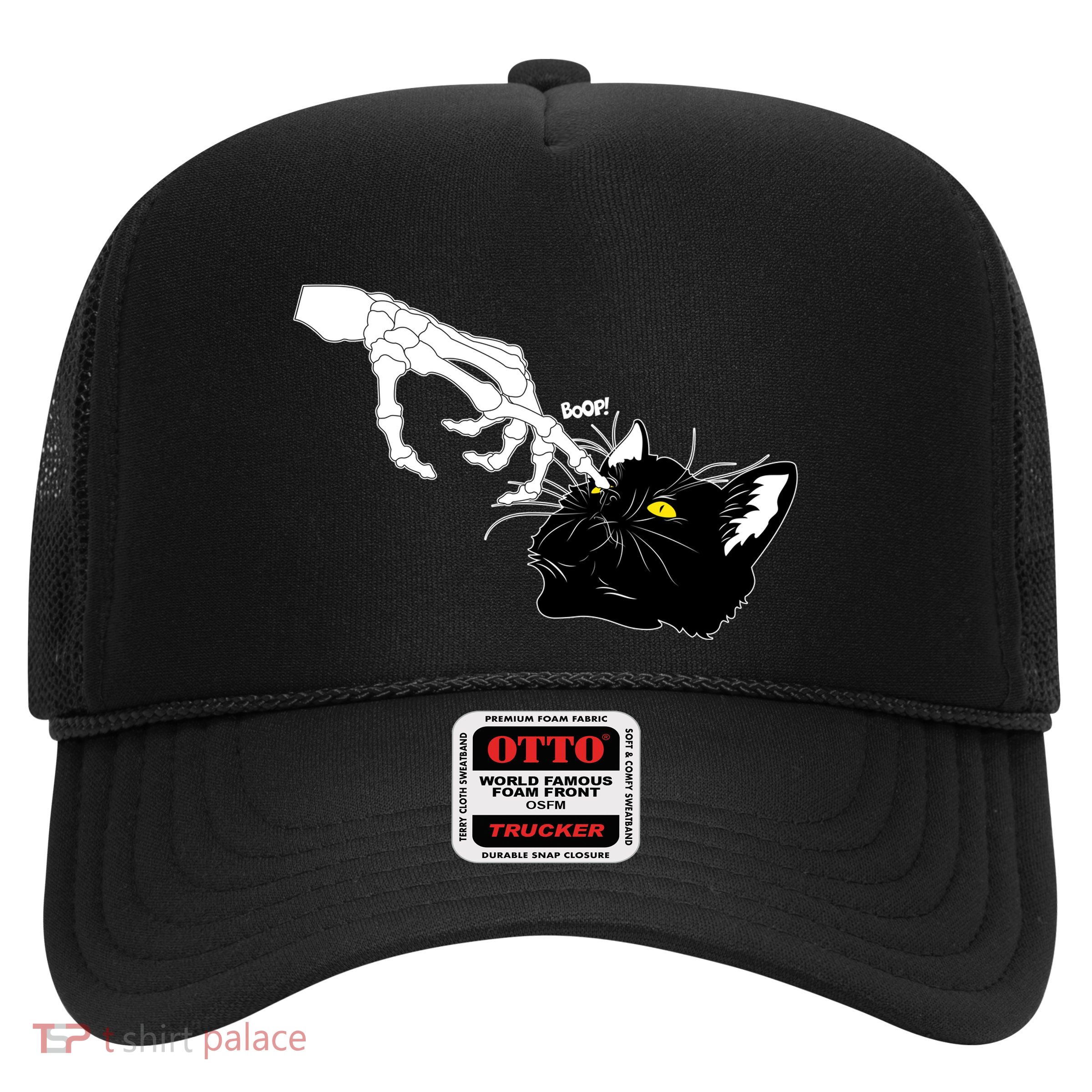 Funny Halloween Skeleton Boop Kitten Cat Nose Trucker Hat