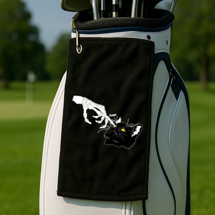 Funny Halloween Skeleton Boop Kitten Cat Nose Golf Towel