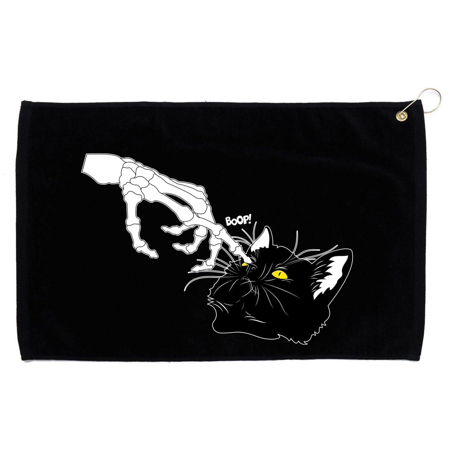 Funny Halloween Skeleton Boop Kitten Cat Nose Grommeted Golf Towel