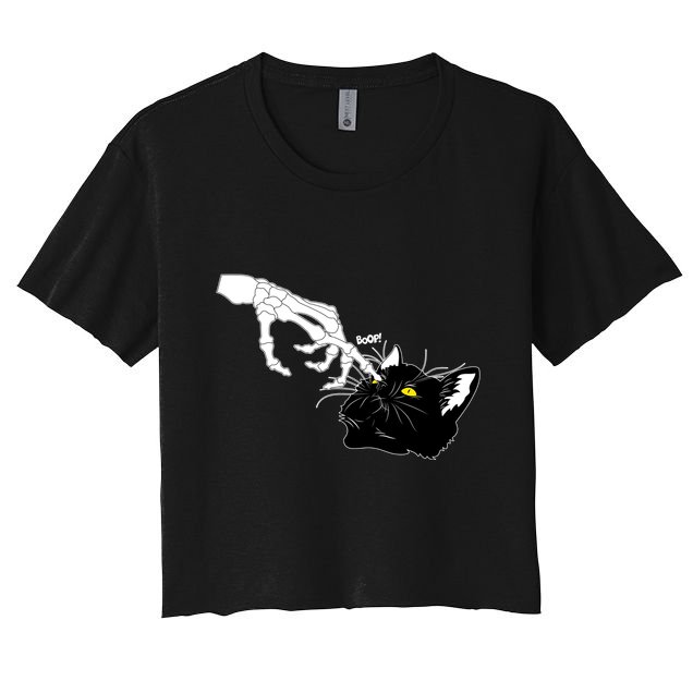 Funny Halloween Skeleton Boop Kitten Cat Nose Crop Top