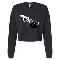 Funny Halloween Skeleton Boop Kitten Cat Nose Cropped Pullover Crew