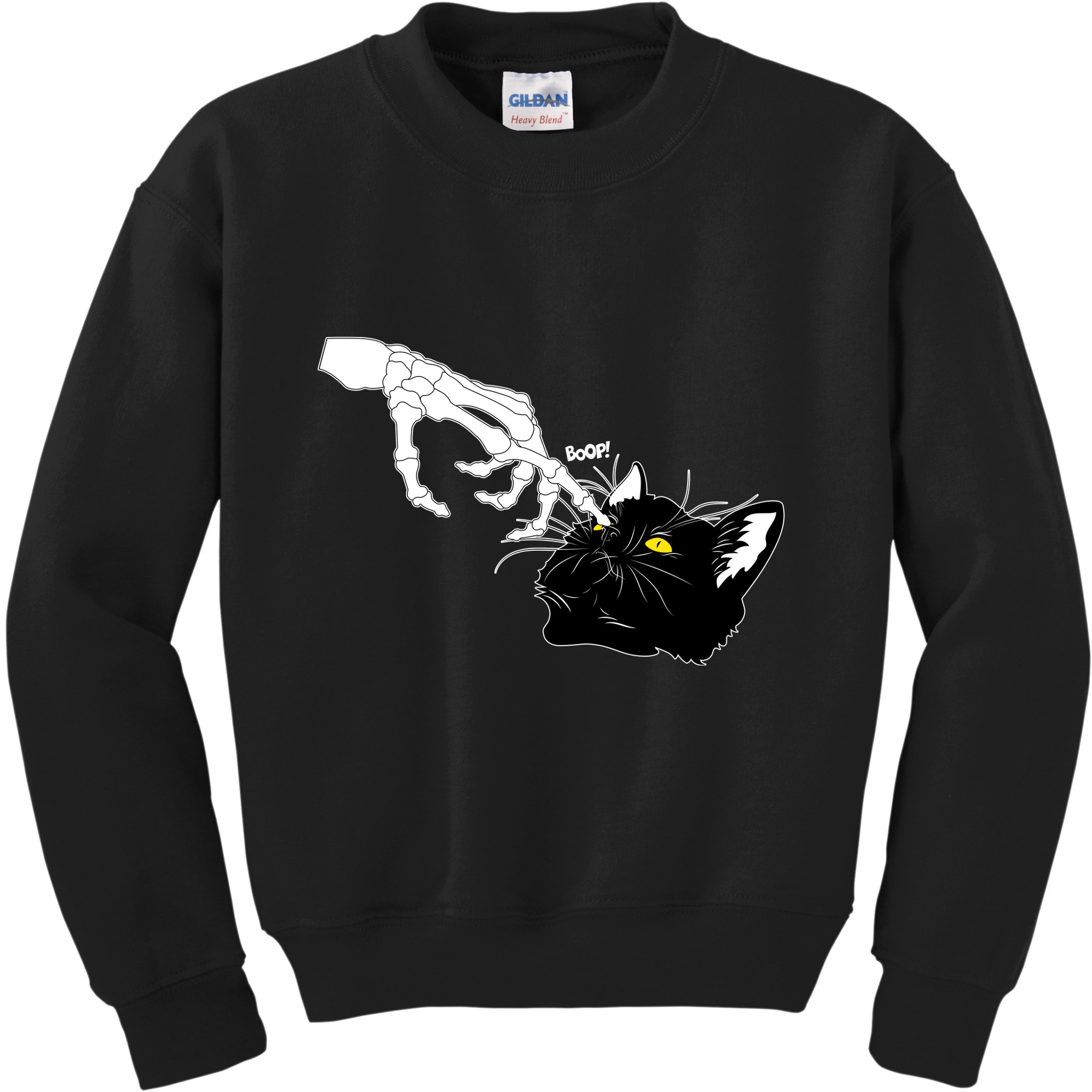Funny Halloween Skeleton Boop Kitten Cat Nose Kids Sweatshirt