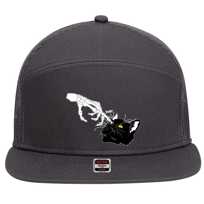 Funny Halloween Skeleton Boop Kitten Cat Nose 7 Panel Mesh Trucker Snapback Hat