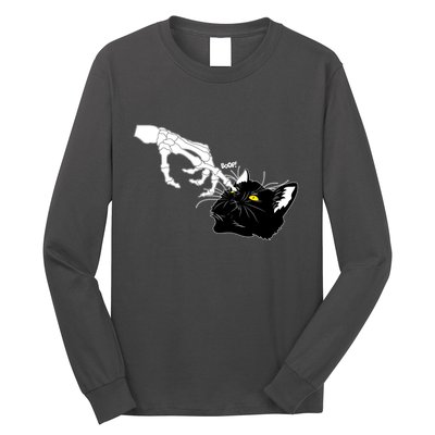 Funny Halloween Skeleton Boop Kitten Cat Nose Long Sleeve Shirt
