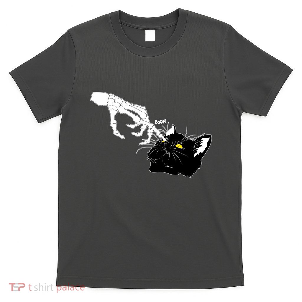 Funny Halloween Skeleton Boop Kitten Cat Nose T-Shirt