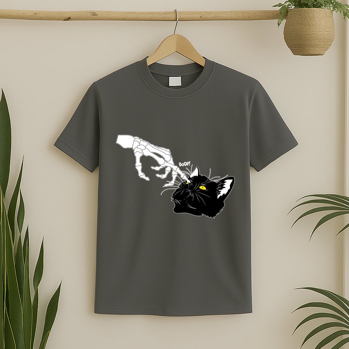 Funny Halloween Skeleton Boop Kitten Cat Nose T-Shirt
