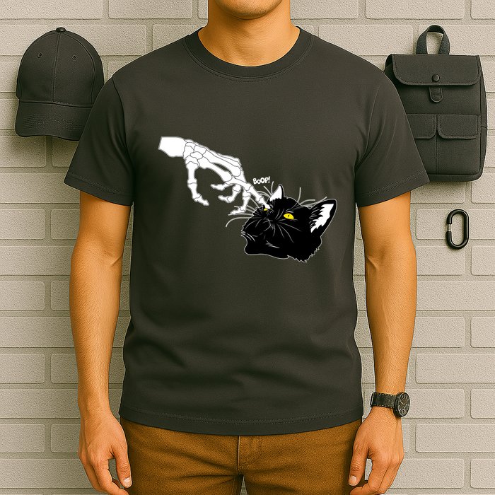 Funny Halloween Skeleton Boop Kitten Cat Nose T-Shirt
