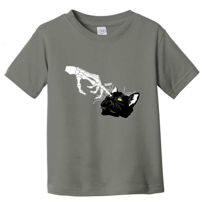 Funny Halloween Skeleton Boop Kitten Cat Nose Toddler T-Shirt