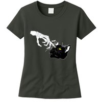 Funny Halloween Skeleton Boop Kitten Cat Nose Womens T-Shirt