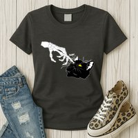 Funny Halloween Skeleton Boop Kitten Cat Nose Womens T-Shirt