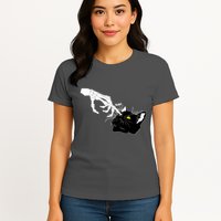 Funny Halloween Skeleton Boop Kitten Cat Nose Womens T-Shirt