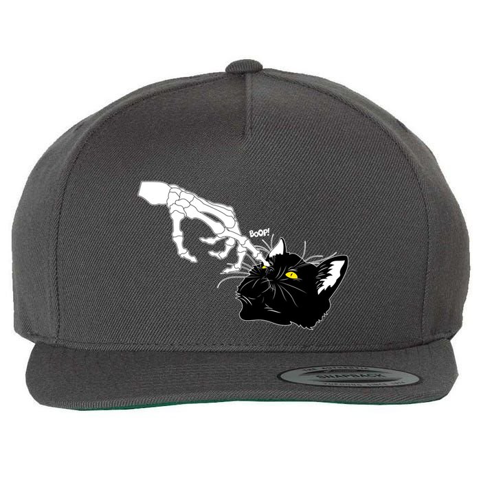 Funny Halloween Skeleton Boop Kitten Cat Nose Wool Snapback Cap