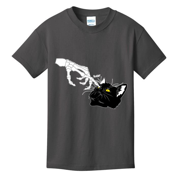 Funny Halloween Skeleton Boop Kitten Cat Nose Kids T-Shirt