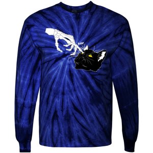 Funny Halloween Skeleton Boop Kitten Cat Nose Tie-Dye Long Sleeve Shirt