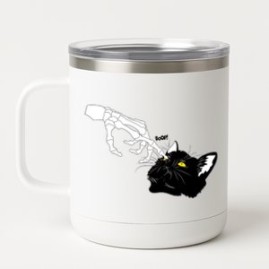 Funny Halloween Skeleton Boop Kitten Cat Nose 12 oz Stainless Steel Tumbler Cup