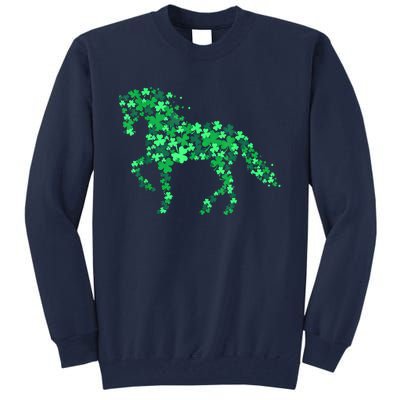 Funny Horse Shamrock For Horse Owner Riding St Patricks Day Great Gift Tall Sweatshirt