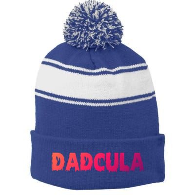 Funny Halloween Spooky Dadcula Trick Or Treat Gift Stripe Pom Pom Beanie