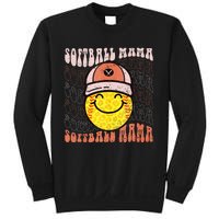 Funny Hippie Smile Face Baseball Mama Softball Mothers Day Sweatshirt