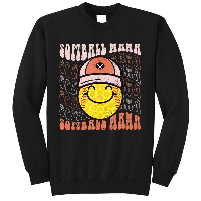 Funny Hippie Smile Face Baseball Mama Softball Mothers Day Sweatshirt