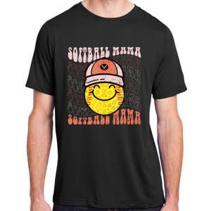 Funny Hippie Smile Face Baseball Mama Softball Mothers Day Adult ChromaSoft Performance T-Shirt